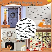 olcso Halloween matricák-72 db denevér fali dekor halloween dekoráció, 3d denevér matrica otthoni dekorációhoz 4 méretű félelmetes fekete kísérteties denevér parti kellékek
