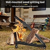 cheap Hand Tools-Wall Mounted Kindling Splitter Log Splitter Portable Metal Manual Fire Wood Kindling Splitter, Hand Sturdy Firewood Cutter, Heavy Duty Firewood Crackers Wedge for Indoor or Outdoor
