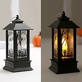 お買い得  ハロウィンライト-ハロウィンカボチャランタンとゴーストフェスティバルポータブル風ランプシミュレーションと創造性燭台LEDランプ装飾電子キャンドルランプ小道具