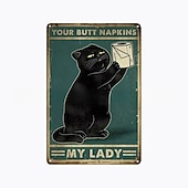 abordables signe d&#039;étain en métal-1pc rétro métal étain signe chat vin étain signe vintage cuisine signes décoration murale, peinture tenture murale pour la décoration murale art métal étain signe 20x30cm/8&#039;&#039;x12&#039;&#039;