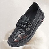 levne Dámské nazouváky a mokasíny-Dámské Nazouváky Komfortní boty Denní Chůze Pevná barva Květinový Léto Květiny Rovná podrážka Oblá špička Vinobraní Módní Na běžné nošení Umělá kůže Povaleč Černá Rubínově červená