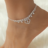 cheap Anklets-Ankle Bracelet Vintage Personalized Stylish Women&#039;s Body Jewelry For Wedding Party Evening Retro Alloy Heart Silver 1 PC