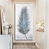 abordables Pinturas florales/botánicas-Pintura de arte de pared grande, pintura al óleo de plumas hecha a mano, pintura de textura pesada pintada a mano, obra de arte abstracta para sala de estar, decoración del hogar, lienzo enrollado