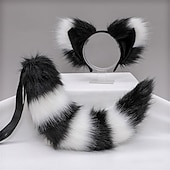 cheap Hair Styling Accessories-Plush Beast Ears KC Headwear cosplay Tail Accessories Handmade Fox Ears Hair Hoops Fox Tail Set