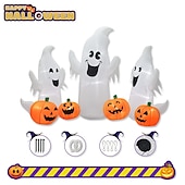 tanie Oświetlenie rekwizytów na Halloween-Dmuchane, oświetlone duchy i dynie na Halloween o długości 7 stóp, 3 dmuchane duchy z diodami LED do trawnika na podwórku wewnątrz, dekoracji halloween na zewnątrz
