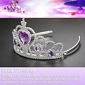 economico Parrucche dei personaggi dei film-parrucca da principessa sirena ariel treccia con la principessa tiara collana guanti non compresi vestito da principessa sirena ariel dress up cosplay accessori per bambini ragazze parrucche di