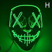 tanie Oświetlenie rekwizytów na Halloween-1 sztuk halloween świecąca maska klauna led świecąca czarna maska w kształcie litery V element ubioru rekwizyty bal przebierańców horror duch maska na twarz