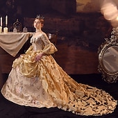 preiswerte Kleider-Gotisch Viktorianisch Vintage inspiriert Kleid Partykostüm Abschlussballkleid Prinzessin Shakespeare Braut Einfarbig Ballkleid Kostüm Damen königlich Halloween Karneval Valentinstag Abendgesellschaft