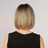 baratos Perucas Sintéticas sem Touca-peruca loira com franja - peruca loira curta de 12&#039;&#039; para mulheres perucas de cor natural com franja super macia e fácil de usar peruca reta bob peruca sintética para o dia das bruxas