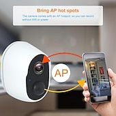 abordables Caméras IP d&#039;intérieur-batterie intégrée hd 1080p wifi caméra ip caméra de surveillance à domicile sans fil caméra étanche extérieure vision nocturne infrarouge suivi intelligent caméra de vidéosurveillance audio