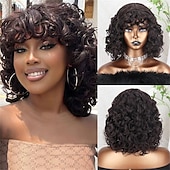 economico Parrucche trendy sintetiche-parrucche afro ricci biondi per donne nere parrucche afro bionde ombre anni &#039;70 per donne parrucche ricci crespi anni &#039;70 biondo mixd marrone