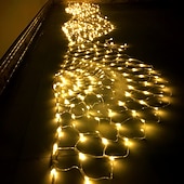 cheap Plug String Lights-Peacock LED Net Light Outdoor Mesh Light 3M 424LED Window Curtain String Light For Backdrop Wall Christmas Fairy Holiday Light EU US AU UK Plug
