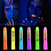 cheap Painting, Drawing &amp; Art Supplies-6pcs UV Glow Body and Face Paint Kit - Fluorescent Crayons for Adults - Perfect for Birthday Parties, Halloween, and Masquerades