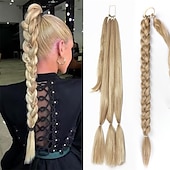お買い得  ポニーテール-長い編組ポニーテール エクステンション ヘア ストレート ラップ アラウンド ポニーテール ヘアエクステンション ヘアゴム付き ソフト 健康 人工毛 ピース 女性 女の子 日常用