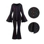 Недорогие Наряды-Ретро Хиппи В стиле 1970-х Косплэй Kостюмы Инвентарь Налобная повязка Вспышка рукава Хиппи Диско Маскарадный костюм Жен. Хэллоуин Карнавал Маскарад Вечеринка / ужин Праздники Парад гордости Взрослые