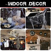 baratos Decoração de Halloween para Exterior-Decorações de teias de aranha de Halloween com aranhas falsas extras, teias de aranha super elásticas para decoração de Halloween interna e externa