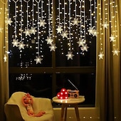 billige Julelys-12 fot/3,5 m snøfnugg gardin nattlys usb-drevet 8 moduser istapp fe string lys til jul bryllup ferie hage innendørs utendørs fest dekorasjon