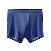 billiga Herrboxers-Herr 6-pack Underkläder Grundläggande trosor Boxershorts Kalsong Syntetiskt siden Andningsfunktion Mjuk Ren färg Medium Midja Svart Marinblå