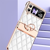 Недорогие Чехлы для Samsung-телефон Кейс для Назначение SSamsung Galaxy Z-флип 7 Z-флип 6 Z Flip 5 Z Flip 4 Z Flip 3 Кейс на заднюю панель Блинг Стразы Покрытие Хрустальный алмаз ПК Кожа PU