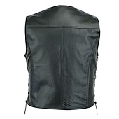 cheap Men&#039;s Vest-Men&#039;s Gilet Leather Vest Vacation Daily Wear Going out Fashion Basic Spring &amp;  Fall Buttons Faux Leather Comfortable Plain Single Breasted V Neck Regular Fit Black Vest