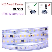 halpa vedenpitävät nauhavalot-ac220v-240v led-nauha ei tarvitse ohjainta ip65 vedenpitävä 3000k 4000k 6000k 2835 120 leds/m joustava nauha köysi teippivalo