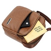 billiga Herrväskor-Herr Crossbody-väska Axelväska Skolväska PU läder Utomhus Dagligen Helgdag Knappar Dragkedja Stor kapacitet Vattentät Lättvikt Ensfärgat Gulbrun Svart Brun
