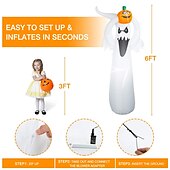 baratos Iluminação de Acessórios de Halloween-decorações de halloween abóbora inflável explodir branco iluminado fantasma boneca assustador com elevação inflável adereço decoração abóbora quintal gramado adereço decoração para interior ao ar livre