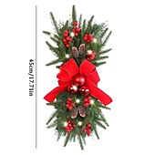 cheap Wreaths, Garlands &amp; Swags-Christmas Wreaths Xmas Swags with Lights Cordless Prelit Stairway Stairway Staircase Window Wall Decoration Teardrop Trim Wreath Rattan Shopping Mall Hotel Outdoor