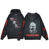 abordables Gráfico de Halloween-Víspera de Todos los Santos Gritar Cara de fantasma Esqueleto Sudadera Camiseta extragrande lavada con ácido Estampado Bolsillo delantero Gráfico Para Pareja Hombre Mujer Adulto Mascarada Estampado