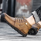 abordables Baskets-bottines en cuir vintage pour hommes – chaussures d&#039;extérieur décontractées à lacets avec semelle antidérapante durable