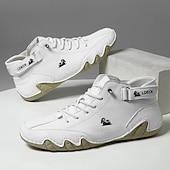 ieftine Adidași Bărbați-adidași verzi, casual, înalți, din piele artificială, pentru bărbați – pantofi ușori, respirabili, cusături manual, cu șireturi, pentru activități în aer liber