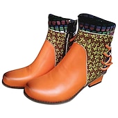 ieftine Botine-cizme boho chic de damă cu mozaic colorat și fermoar – cizme cu șireturi în stil vintage pentru toamnă și iarnă