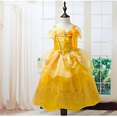 cheap Girls&#039; Costumes-Sleeping Beauty Beauty and the Beast Princess Belle Dress Cloak Flower Girl Dress Cosplay Costume Party Movie Cosplay for Girls&#039; Kid&#039;s Children&#039;s Day Masquerade Wedding Wedding Guest