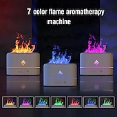 abordables Lumières intelligentes-Lampe LED intelligente simulation de flamme humidificateur à ultrasons diffuseur d&#039;aromathérapie 7 couleurs lumière diffuseur USB filtre gratuit diffuseur d&#039;huile essentielle désodorisant pour