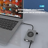 preiswerte USB-Hubs-13-in-1-USB-C-Hub-Adapter mit kabelloser Aufladung, USB-C auf HDMI, 3,5-mm-Klinke, Audio, SD, TF, HDMI, VGA, RJ45, USB 3.0, Dockingstation für MacBook Pro