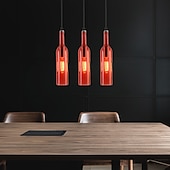 economico Luci Isola cucina-lampada a sospensione a led per bottiglia di vetro, lampada a sospensione in vetro per bottiglia di birra, lampada a sospensione vintage per bar, lampada a sospensione retrò industriale per bar,