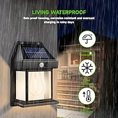cheap Outdoor Wall Lights-LED Solar Wall Light Motion Sensor Garden Light Dusk To Dawn Outdoor Lighting IP65 Waterproof Black And White Double Color Garden Landscape Christmas Decoration Warm Light