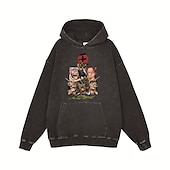 baratos Gráfico de personagem de desenho animado e filme-One Piece Monkey D. Luffy Nico Robin Roronoa Zoro Moletom Camiseta lavada com ácido extragrande Imprimir Bolso frontal Arte Gráfica Para Casal Homens Mulheres Adulto Baile de Máscaras Hot Stamping