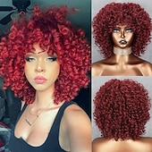 economico Parrucche trendy sintetiche-parrucche afro ricci biondi per donne nere parrucche afro bionde ombre anni &#039;70 per donne parrucche ricci crespi anni &#039;70 biondo mixd marrone