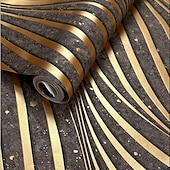 abordables Papiers peints-papiers peints cool papier peint texturé peinture murale 3d bande verticale non auto-adhésif pour la décoration de la maison papier peint imperméable 950x53cm/374&quot;x20.87&quot; gris or jaune