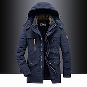 preiswerte Sportjacke-Winterjacke Herren Wander-Fleecejacke für Herren Winterjacke dick warm mit Kapuze Parka Militär Windjacke Outdoor abnehmbare Kappe schwarz Trenchcoat Oberbekleidung Jagd Ski Snowboard Camping