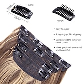 abordables Clip dans les extensions-4pcs clip dans les extensions de cheveux blond miel mélangé brun clair 20 pouces de long extensions de cheveux synthétiques ondulés