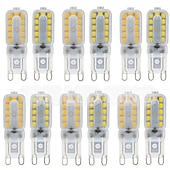 abordables Ampoules LED double broche-10 pièces g9 lumière led ampoule dimmable 3w 5w smd 2835 projecteur pour lustre en cristal remplacer 20w 30w lampe halogène éclairage ac 220v