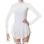 billige Figur skating kjoler-Kjole til kunstløp Dame Jente Skøyteløp Kjoler Drakter Hvit Gul Mørk Lilla Spandex Høy Elastisitet Profesjonell Konkurranse Skøyteklær Mote Langermet Kunstløp