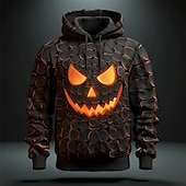 tanie Halloween bluzy i swetry-Męskie Kreskówki Wzory graficzne Bluza z Kapturem Z kapturem Bluzy Codzienny Klasyczny Długi rękaw Kaptur Halloween Święto Wyjściowe Czarno-szary Druk niestandardowy Nadruk Wiosna i jesień Projektant