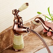 cheap Pull Out Spray-Traditional Bathroom Faucet Pull Out Basin Sink Mixer Taps Short/Tall, Vintage Brass Vessel Taps Ceramic Single Handle, with Cold and Hot Hose