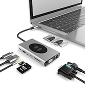 preiswerte USB-Hubs-13-in-1-USB-C-Hub-Adapter mit kabelloser Aufladung, USB-C auf HDMI, 3,5-mm-Klinke, Audio, SD, TF, HDMI, VGA, RJ45, USB 3.0, Dockingstation für MacBook Pro