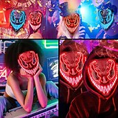 olcso Maszkok-halloween maszk led purge világít világítással deadpool maszk ijesztő jelmez karneváli cosplay partihoz könnyű halloween jelmezek