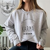 cheap Humor&amp;Quotes Tops-Women&#039;s Sweatshirt Pullover Letter Street Casual Sports Basic Round Neck Long Sleeve Top Micro-elastic Fall &amp; Winter Comfrt Breathable Soft Fabric