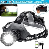 economico torce tattiche-xph70 faro da lavoro a led più luminoso zoomabile impermeabile 90 regolabile 5 modalità lampada frontale leggera per cappello duro da campeggio per adulti cacciaesplorazioneesplorazione